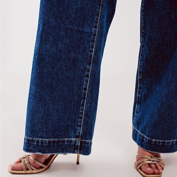 ❤️LAST ONE! BRAND NEW Q2 Medium Wash Denim Button Front Sailor Jeans - Picture 8 of 11